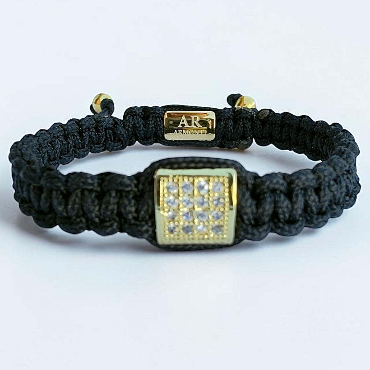Black Macramé Bracelet with Cubic Zirconia for Women