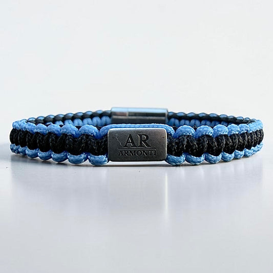 Black and blue macramé bracelet for men