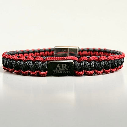 Pulsera Macramé Negra y Roja para Hombre