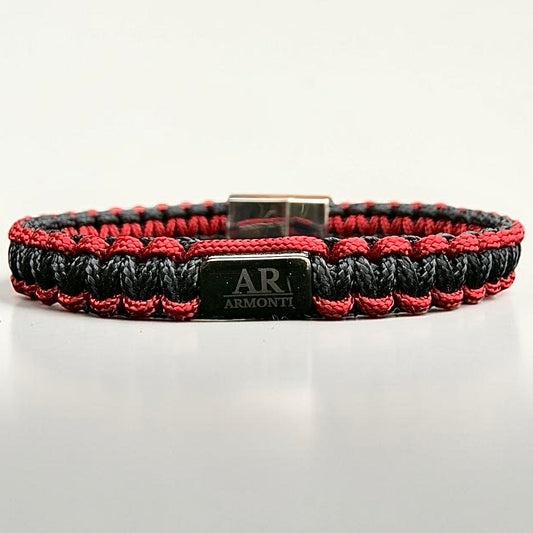 Pulsera Macramé Negra y Roja para Hombre