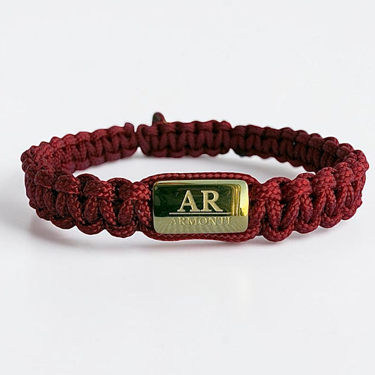 Red Macramé Bracelet with gold logo for Women