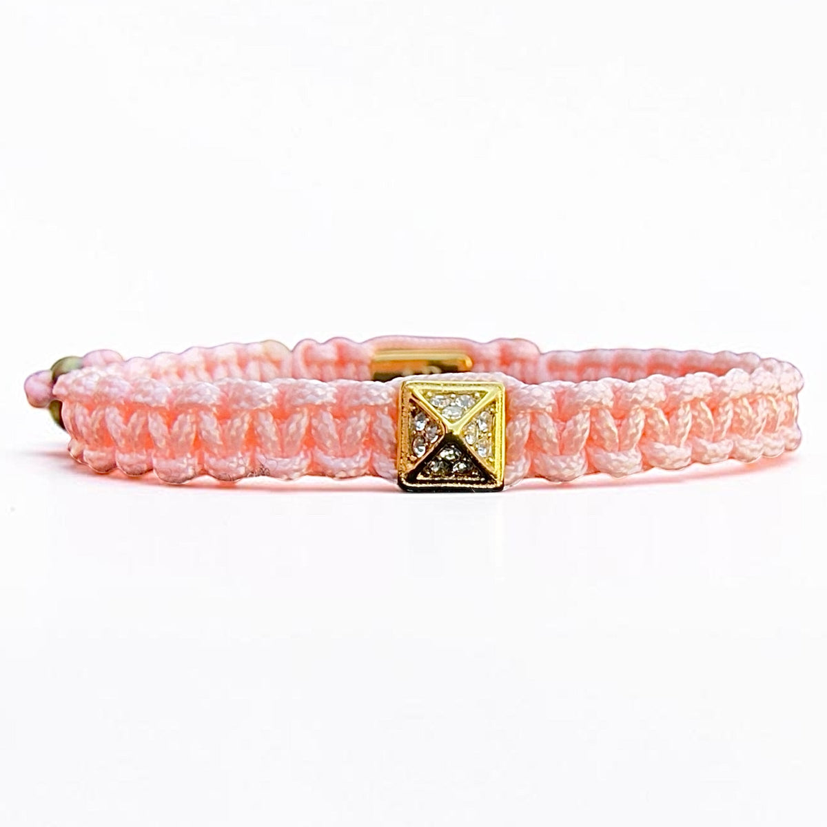 Pulsera de Macramé Rosa Pirámide oro para Mujer