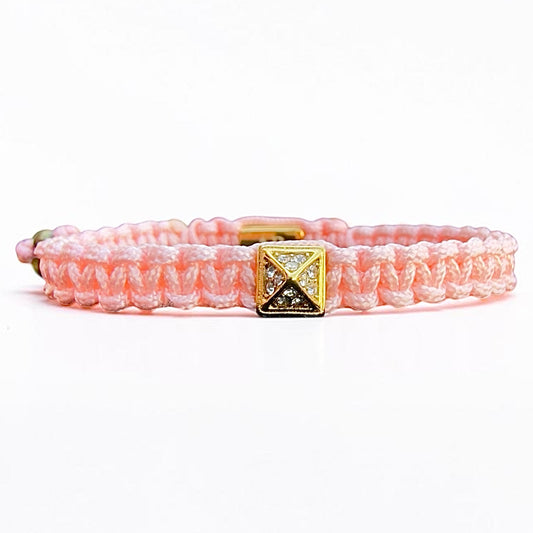 Pink Macrame Pyramid Gold Bracelet for Women