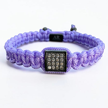Purple Macramé Bracelet with Cubic Zirconia for Women