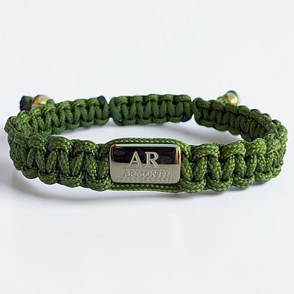 Women's Green Macramé Bracelet with Gold Logo