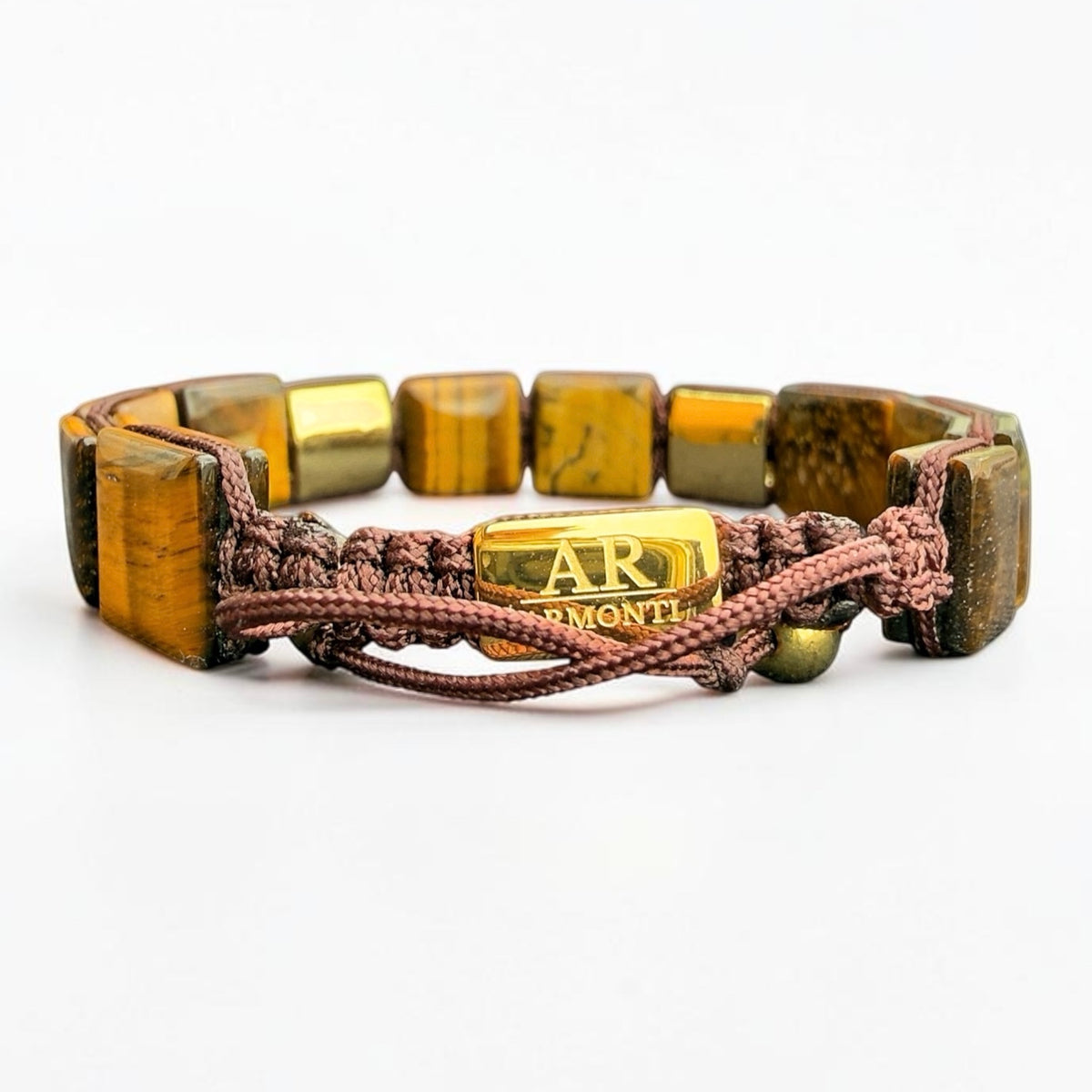 Men's square yellow tiger eye bracelet