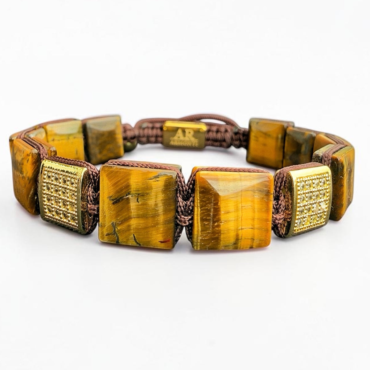 Men's square yellow tiger eye bracelet