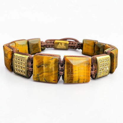 Men's square yellow tiger eye bracelet