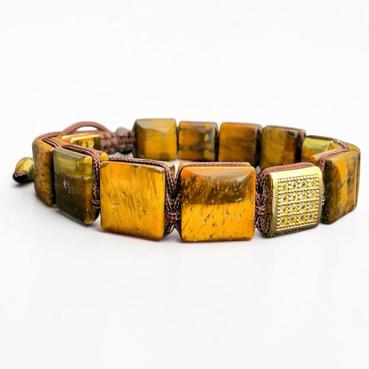 Men's square yellow tiger eye bracelet