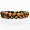 Pulsera de Ojo de Tigre Amarillo doble 6mm oro 18k para Hombre