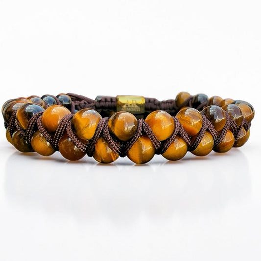 Pulsera de Ojo de Tigre Amarillo doble 6mm para Hombre