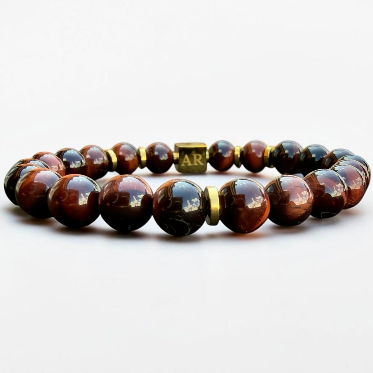 Men's 8mm Elastic Red Tiger Eye Bracelet