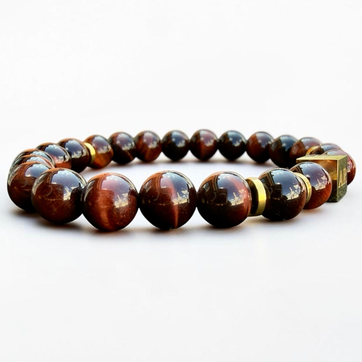 Men's 8mm Elastic Red Tiger Eye Bracelet