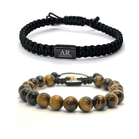 Pulsera Ojo de Tigre y Macramé Negro: Poder, Protección y Estilo Exclusivo