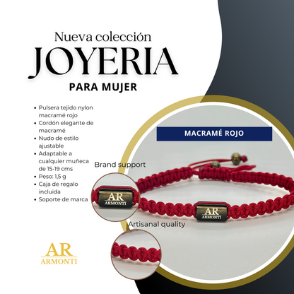 Pulsera roja de MACRAMÉ mujer